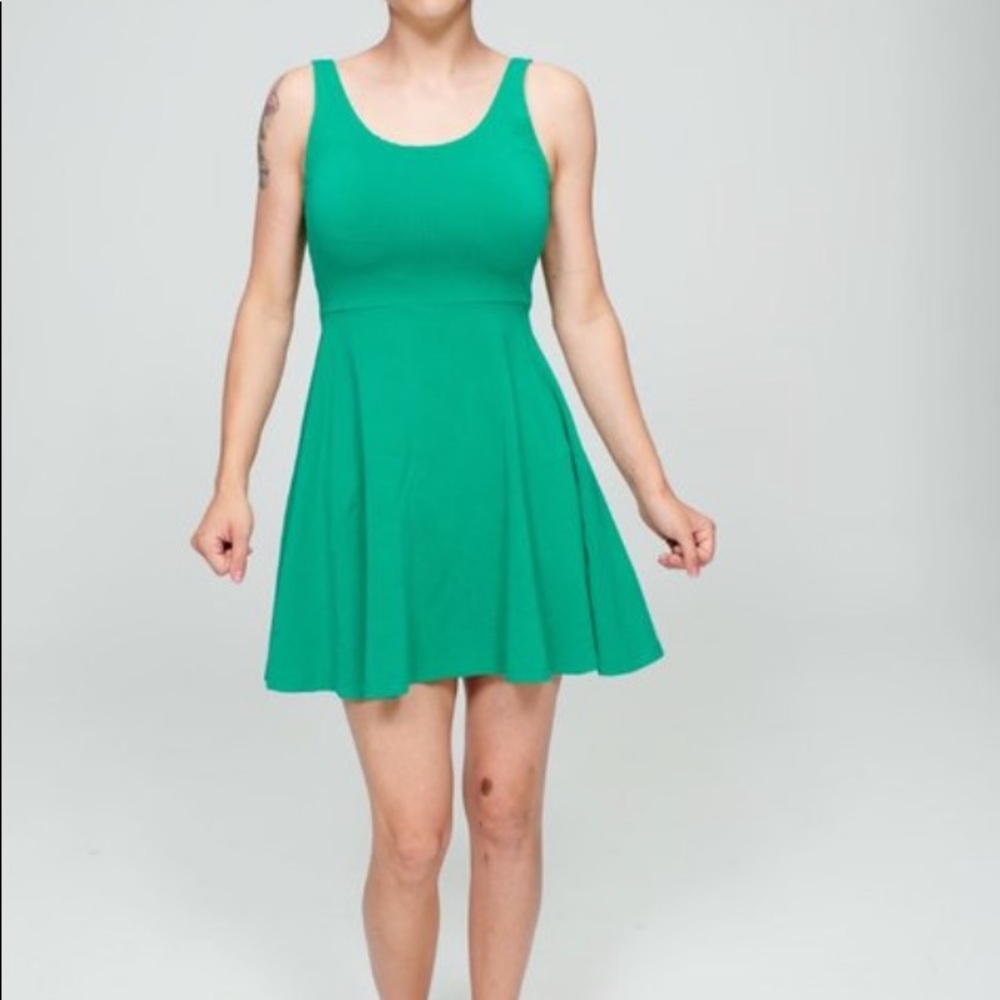 Express Jade Green Skater Sleeveless Dress Small
